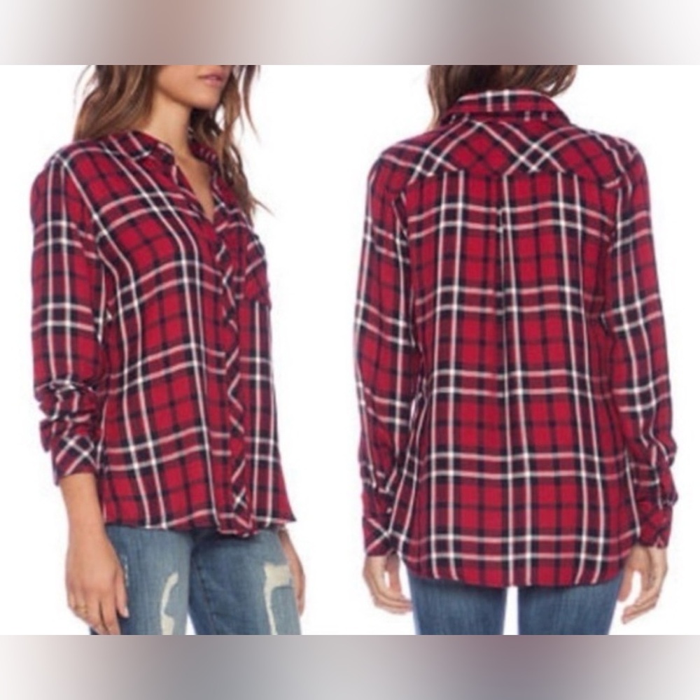 Rails Hunter plaid long sleeve button in Carmine Navy White size S / Small